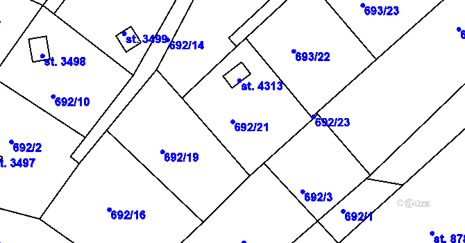 Parcela st. 692/21 v KÚ Náchod, Katastrální mapa