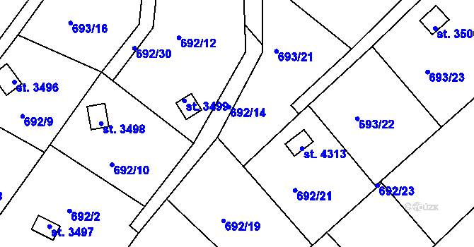 Parcela st. 692/22 v KÚ Náchod, Katastrální mapa