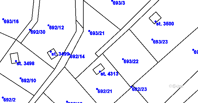 Parcela st. 692/25 v KÚ Náchod, Katastrální mapa