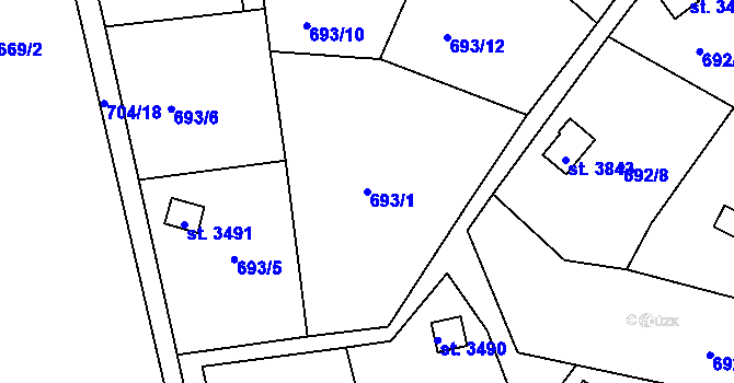 Parcela st. 693/1 v KÚ Náchod, Katastrální mapa