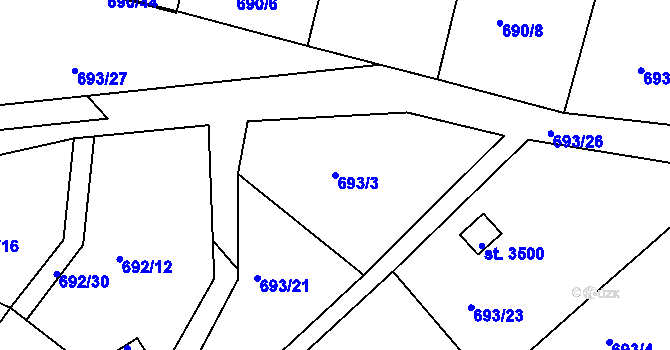 Parcela st. 693/3 v KÚ Náchod, Katastrální mapa