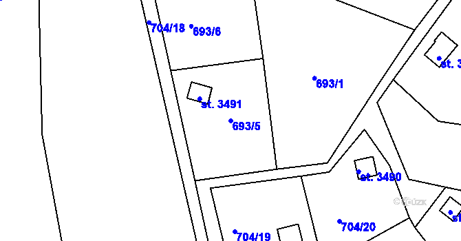 Parcela st. 693/5 v KÚ Náchod, Katastrální mapa