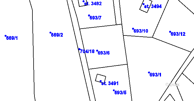 Parcela st. 693/6 v KÚ Náchod, Katastrální mapa