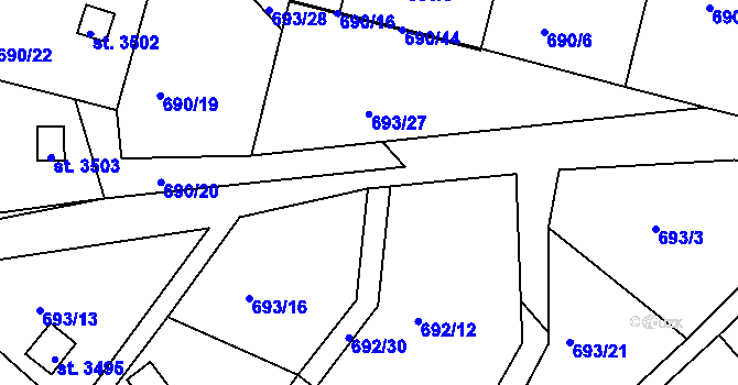 Parcela st. 693/17 v KÚ Náchod, Katastrální mapa