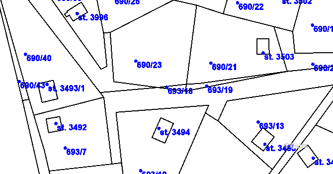 Parcela st. 693/18 v KÚ Náchod, Katastrální mapa