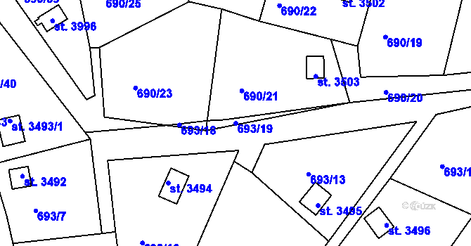 Parcela st. 693/19 v KÚ Náchod, Katastrální mapa