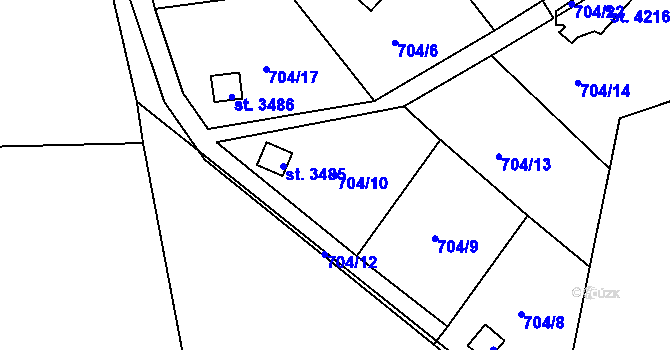 Parcela st. 704/10 v KÚ Náchod, Katastrální mapa