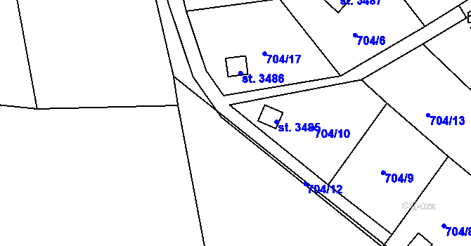 Parcela st. 704/11 v KÚ Náchod, Katastrální mapa