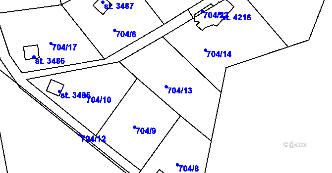Parcela st. 704/13 v KÚ Náchod, Katastrální mapa