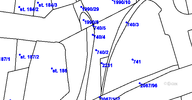 Parcela st. 740/2 v KÚ Náchod, Katastrální mapa