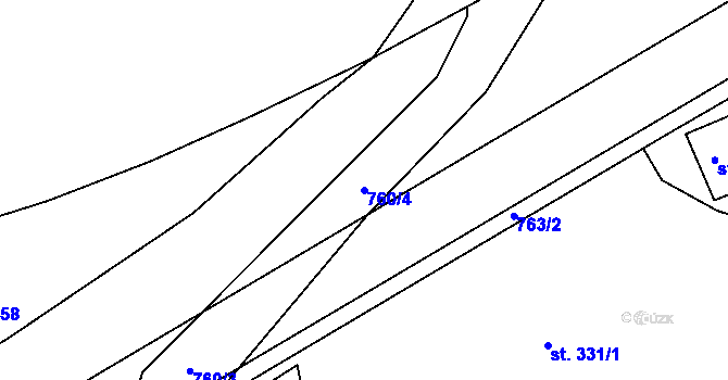 Parcela st. 760/4 v KÚ Náchod, Katastrální mapa