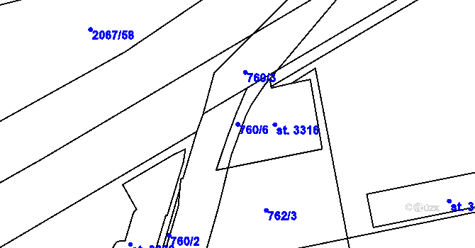 Parcela st. 760/6 v KÚ Náchod, Katastrální mapa