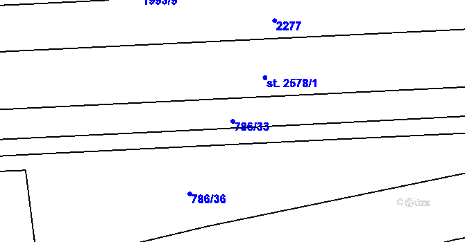 Parcela st. 786/33 v KÚ Náchod, Katastrální mapa
