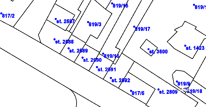 Parcela st. 819/16 v KÚ Náchod, Katastrální mapa