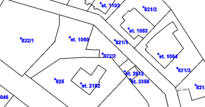 Parcela st. 822/2 v KÚ Náchod, Katastrální mapa
