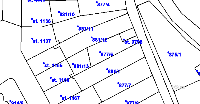 Parcela st. 877/6 v KÚ Náchod, Katastrální mapa