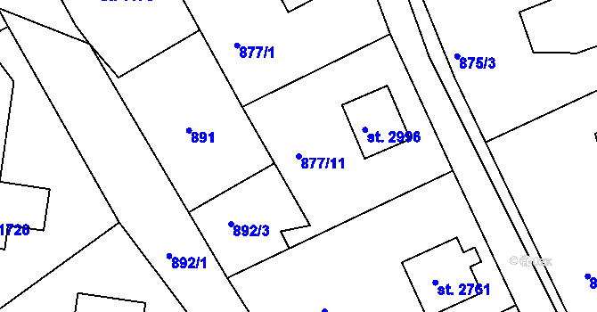 Parcela st. 877/11 v KÚ Náchod, Katastrální mapa