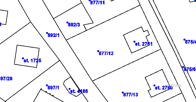 Parcela st. 877/12 v KÚ Náchod, Katastrální mapa