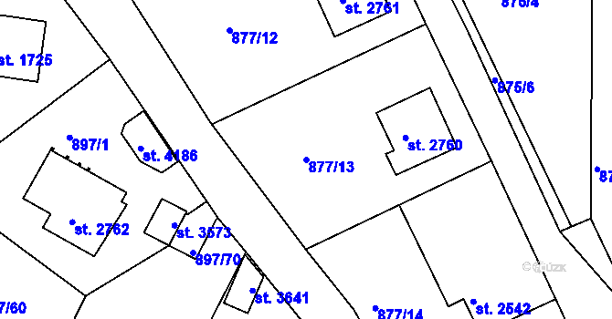 Parcela st. 877/13 v KÚ Náchod, Katastrální mapa