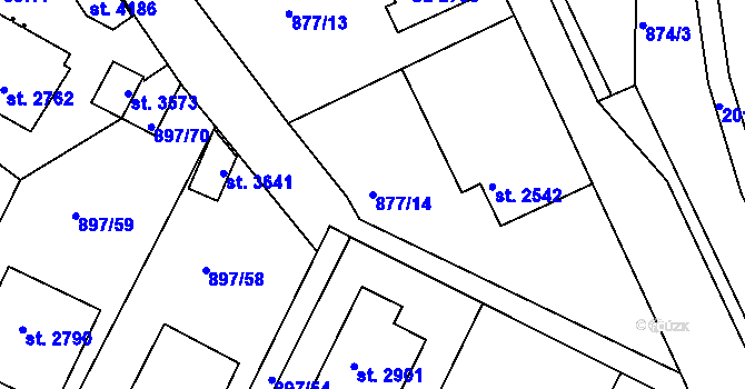 Parcela st. 877/14 v KÚ Náchod, Katastrální mapa