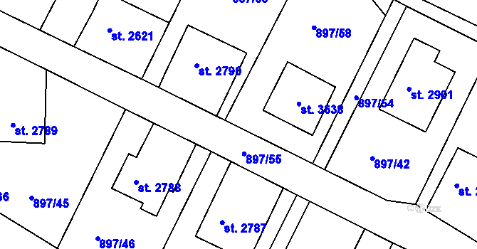 Parcela st. 897/3 v KÚ Náchod, Katastrální mapa