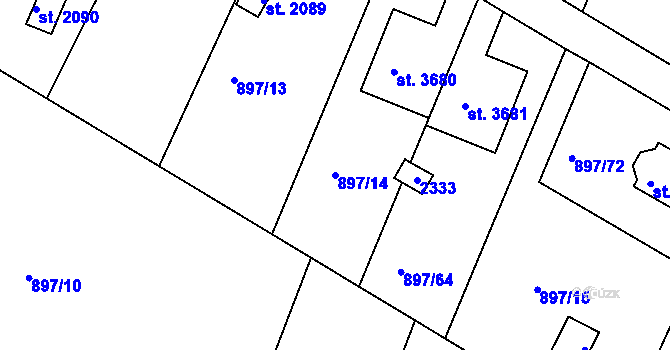 Parcela st. 897/14 v KÚ Náchod, Katastrální mapa