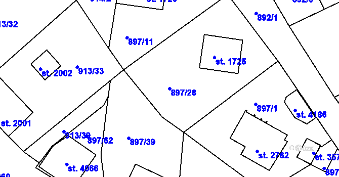 Parcela st. 897/28 v KÚ Náchod, Katastrální mapa