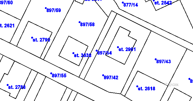 Parcela st. 897/54 v KÚ Náchod, Katastrální mapa