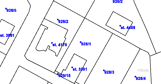 Parcela st. 928/1 v KÚ Náchod, Katastrální mapa