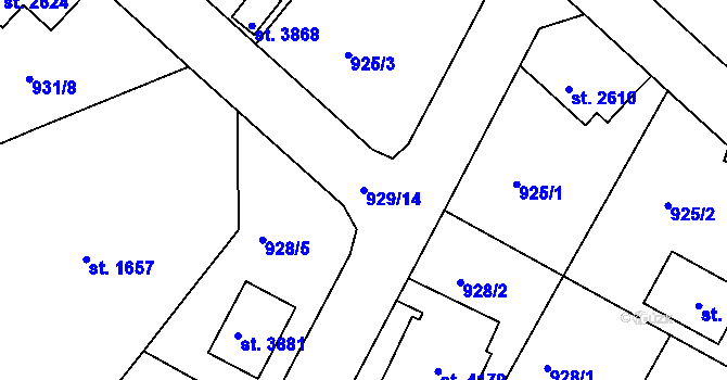 Parcela st. 929/14 v KÚ Náchod, Katastrální mapa