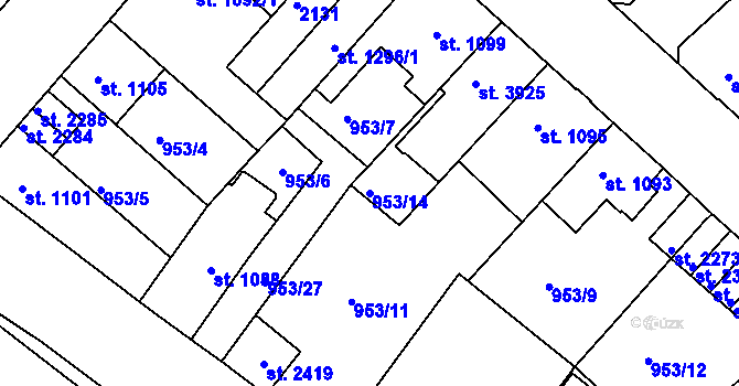 Parcela st. 953/14 v KÚ Náchod, Katastrální mapa