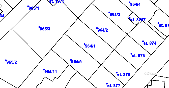 Parcela st. 964/1 v KÚ Náchod, Katastrální mapa