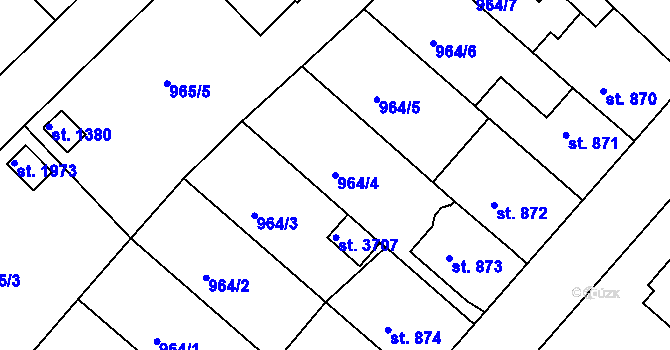 Parcela st. 964/4 v KÚ Náchod, Katastrální mapa