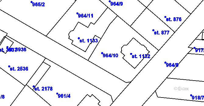 Parcela st. 964/10 v KÚ Náchod, Katastrální mapa