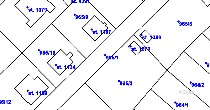 Parcela st. 965/1 v KÚ Náchod, Katastrální mapa