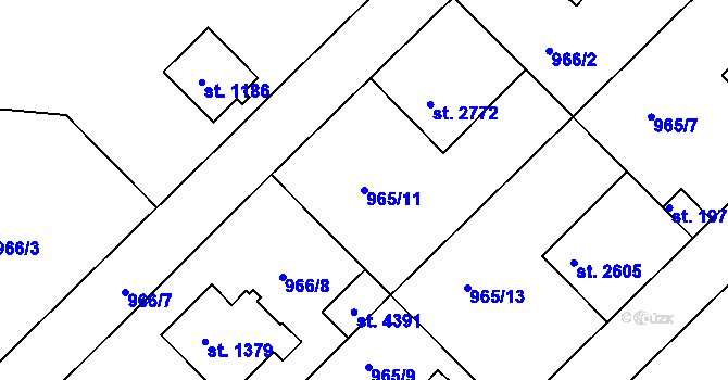 Parcela st. 965/11 v KÚ Náchod, Katastrální mapa