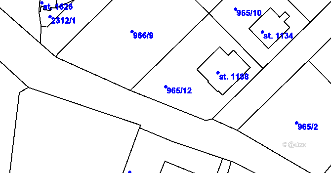Parcela st. 965/12 v KÚ Náchod, Katastrální mapa