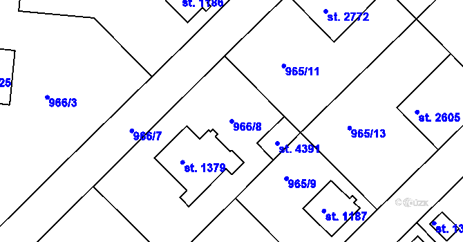 Parcela st. 966/8 v KÚ Náchod, Katastrální mapa