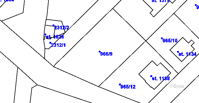 Parcela st. 966/9 v KÚ Náchod, Katastrální mapa