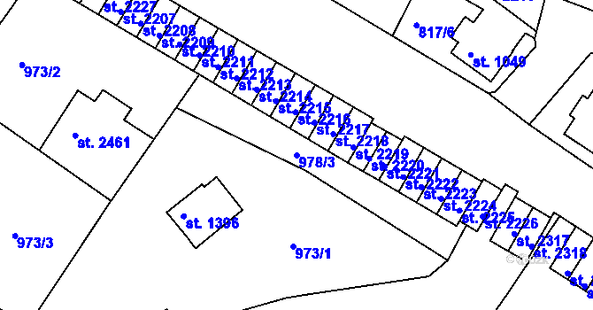Parcela st. 978/3 v KÚ Náchod, Katastrální mapa