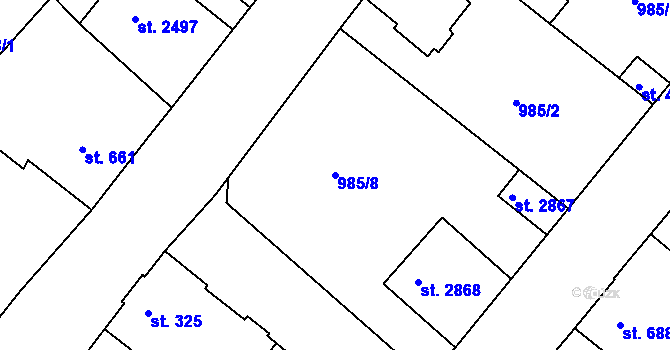 Parcela st. 985/8 v KÚ Náchod, Katastrální mapa