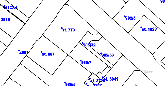 Parcela st. 985/32 v KÚ Náchod, Katastrální mapa
