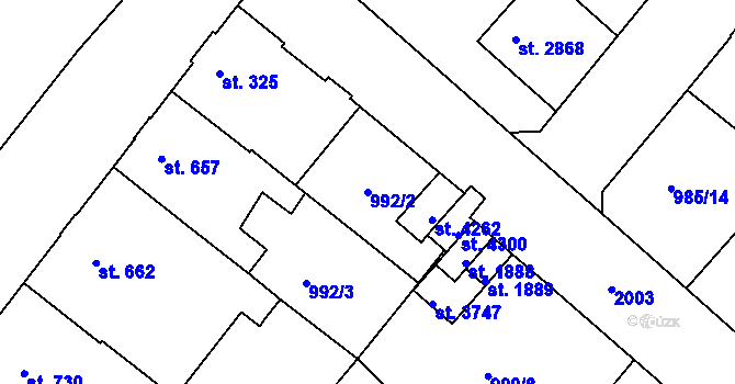 Parcela st. 992/2 v KÚ Náchod, Katastrální mapa
