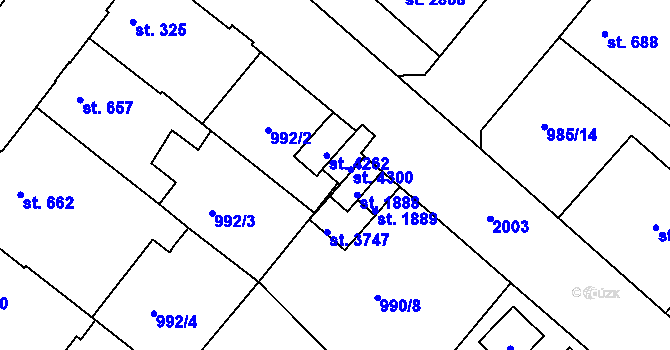 Parcela st. 992/5 v KÚ Náchod, Katastrální mapa