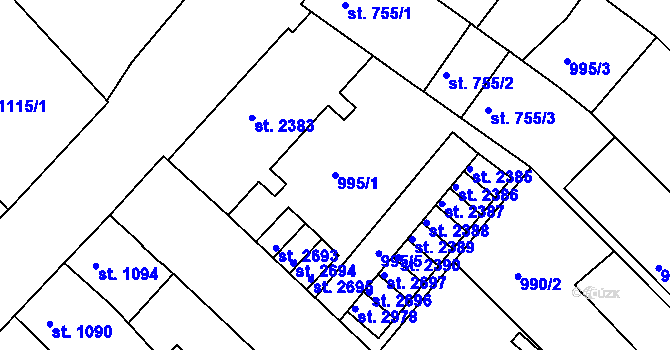 Parcela st. 995/1 v KÚ Náchod, Katastrální mapa