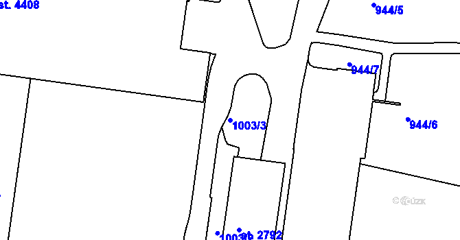 Parcela st. 1003/3 v KÚ Náchod, Katastrální mapa