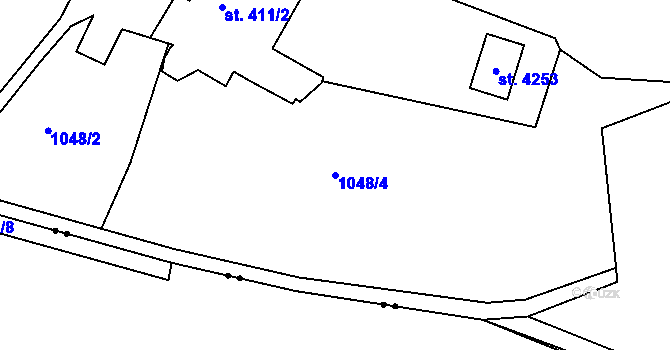 Parcela st. 1048/4 v KÚ Náchod, Katastrální mapa