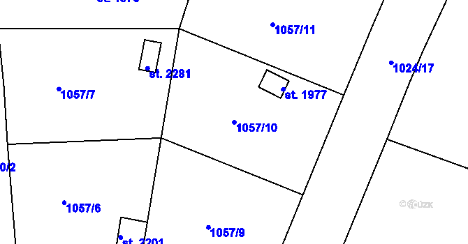 Parcela st. 1057/10 v KÚ Náchod, Katastrální mapa