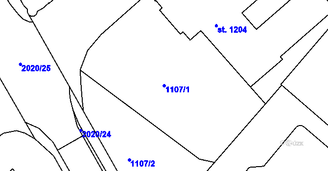 Parcela st. 1107/1 v KÚ Náchod, Katastrální mapa
