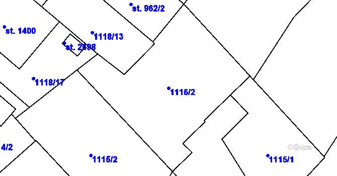 Parcela st. 1116/2 v KÚ Náchod, Katastrální mapa